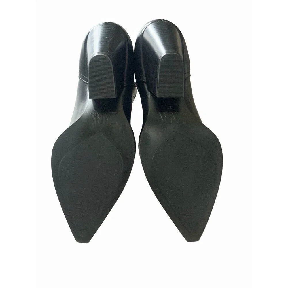 Zara Black Pointed Toe Western Ankle Boots Size 37